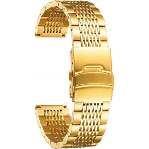 Eryi-Bracelet De Montre En Acier Inoxydable Bracelet Montre En Métal Maille Métallique Pour Homme Femme 18mm 19mm 20mm 21mm 22mm 24mm En 5 Couleurs (Noir/Doré/Rose Doré/Argenté/Argenté&noir) - Neuf