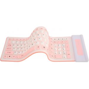 Clavier En Silicone, Clavier Sans Fil Usb 2,4 G, Clavier Pliable, Clavier Portable Étanche, Clavier Flexible 103 Touches, Claviers D'Ordinateur Pour Ordinateur Portable, Ordinateur (Rose) - Neuf