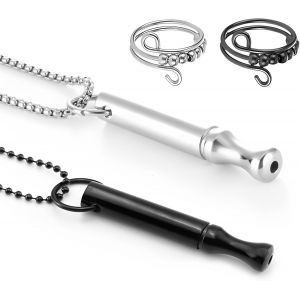 Trahoo-2 Pièces Colliers De Respiration Kit Collier Anti Stress Respirant En Acier Inoxydable Collier De Soulagement D'anxiété Avec 2 Bague Pour Soulagez Anxiété Relaxation Méditation - Neuf