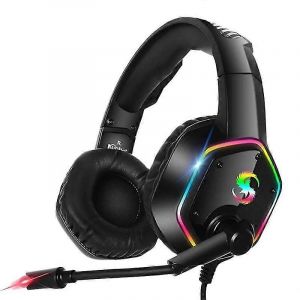 Kubite pour casque de jeu avec casque micro antibruit Casque RVB Surround léger Basse stéréo Tête - Neuf