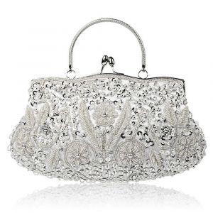 Soirée Sac d'Embrayage pour les Femmes Satin Floral de Mariage porte-monnaie avec la Chaîne de Poignée de Sac à Bandoulière Partie de l'Embrayage de Sac à main - Neuf