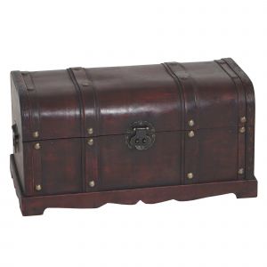 Coffre en bois style antique malle d&eacute;corative ronde 30 x 57 x 29 cm style colonial 04_0011469 - Neuf