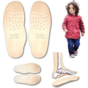 Kalanka-Semelles Orthop&eacute;diques En Cuir V&eacute;ritable Pour Enfants Avec Soutien Arc Plantaire Et Rehausseur Talon En Latex U2013 Produit Italien U2013 Semelle Int&eacute;rieure En Cuir Anti-Odeurs Anti-Transpi - Neuf