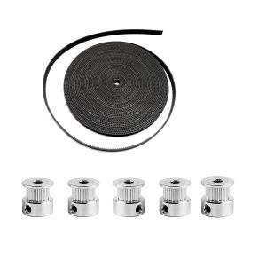 MEVRONISSHOP-5 m&egrave;tres GT2 courroie de distribution 6 mm de largeur et 5x GT2 poulie de courroie distribution 16 dents 5 mm d'al&eacute;sage pour imprimante 3D, courroie de distribution 2GT avec poulie 2GT 1 - Neuf