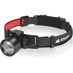 Jexnovashop-Lampe Frontale Led Rechargeable 10000lm Ultra Puissante, 20hrs, 5 Modes De Lumi&egrave;re Avec Sensor Control, Waterproof, Rouge, Usb Pour Camping - Neuf