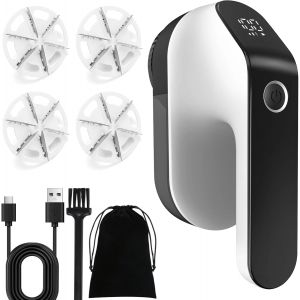 MEVRONISSHOP-Rasoir Anti Bouloche &eacute;lectrique,D&eacute;boulocheur Rechargeable,Lint Remover,3 Vitesses &eacute;cran LED et Grand R&eacute;servoi,T&ecirc;te &agrave; 6 Lames Fraise &agrave; Peluches pour Laine V&ecirc;tements Canap&eacute;s Couvertures - Neuf