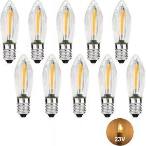 E10 Ampoule LED,AC 23V Bougies coniques Ampoules pour Bougie Arche,E10 Bougies LED pour Bougie Arche,2100K Blanc Chaud,0,2W,3LM,Pack de 10 pièces - Neuf