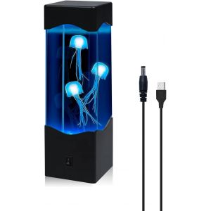 1x Lampe De Méduse Rgb Usb Dc 5v Lampe De Table Pour Aquarium Lampe De Chevet 16 Couleurs Changeantes Décoration Pour Salon, Chambre À Coucher, Bureau Avec 3 Méduses - Neuf