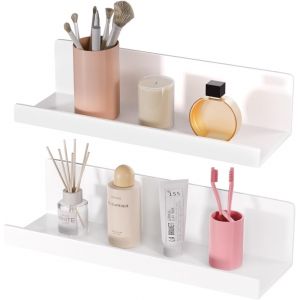 CAUC-Acrylique Etagere Murale, Lot de 2 &eacute;tag&egrave;re Murale, 34CM Largeur etag&egrave;re Murale pour Salon, Salle de Bains, Chambre &agrave; Coucher, Cuisine (Blanc) - Neuf