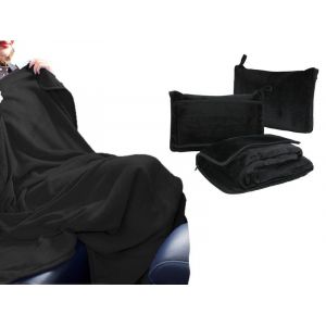 Couverture et oreiller de voyage avec ceinture de bagage et clip pour sac &agrave; dos - Noir - Neuf