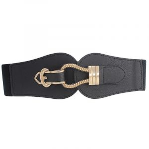 Femmes Ceintures Larges Élastique Cinch Stretch Band Wrap Metal Buckle Décoratif Rétro Ceinture Taille Haute Pour Robes1pcsblack - Neuf