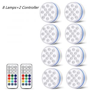 Lampe Submersible À 13 Led Avec Télécommande,Éclairage À Aimant Submergé Ip68,Rvb,Éclairage Pour - 8 Light 2 Controller-8.5cm - Neuf