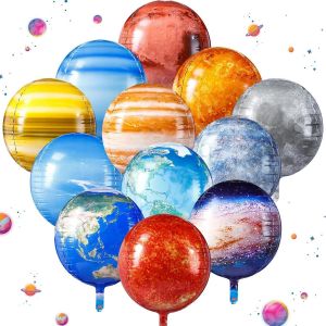 12 Pièces Ballon Planete, 4D Ballon Espace, 22 Pouces Ballon Systeme Solaire, Ballons en Aluminium Spatiaux, Ballon Anniversaire Planete pour Enfants Fête Anniversaire Thème Spatial Décorations - Neuf