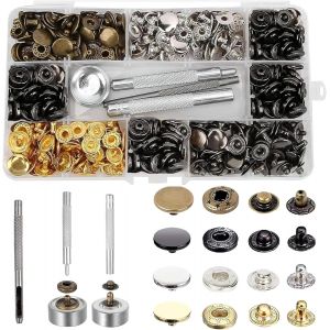 Mevronisshop-320 Pi&egrave;ces Kit Bouton Pression Metal Couture, 12.5mm Boutons Pression En M&eacute;ta De 4 Couleurs Avec Rangement De Bo&icirc;te Avec 4 Outils De Fixation, Pour Artisanat Habillement Et Sacs - Neuf