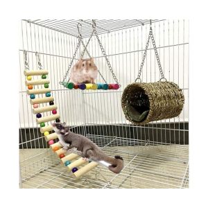 Ensemble De Jouets Amusants 3 En 1 Pour Petits Animaux - Échelle Colorée, Balançoire Et Hamac Confortable Pour Perroquets, Hamsters Et Plus Encore - Neuf