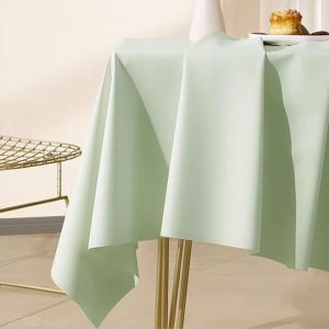 Sjzg-Nappe Tissu Ronde,Rond 120cm,Nappe Housse Pvc Couleur Unie Vert Clair Nappe Petite Table - Neuf