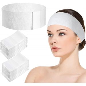 Lot De 30 Bandeaux De Spa Jetables Pour Femme Pour Soins Du Visage, Soins De La Peau, Bandeau Extensible Pour Soins De La Peau Avec Fermeture Pour S&eacute;curiser Les Cheveux Pendant Le Maquillage Du Visage - Neuf