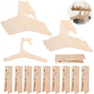 LETNERNY-Cintres En Bois Pour Enfants &iquest; 10 Pi&egrave;ces Antid&eacute;rapants, Peu Encombrants, En Forme D'Ours Mignons Pour Robes, Manteaux Et Armoires De Tout-Petits &iquest; Comprend 10 Clips En Bois Pour Une Suspensi - Neuf