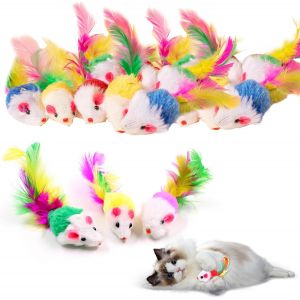 Letnerny-Paquet De 20 Jouets Pour Chats - Souris Et Plumes Amusants Pour Animaux De Compagnie - Neuf