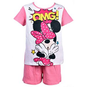 Pyjama Fille Licence : Minnie, Looney Tunes, Minions, Peppa Pig En Coton Ultra Confort Minnie Er2094 Rose - Neuf