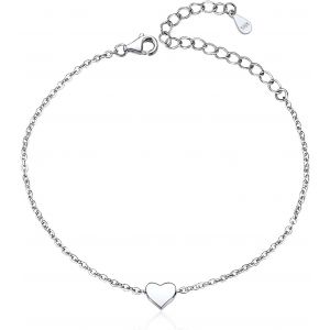 Bracelets Pour Femmes Argent 925 - Gourmette Femme Avec Charm Coeur/Lune/&Eacute;toile - Bijoux Bracelet R&eacute;glable 16+5 Cm - Cadeau Pour Femme Fille - Neuf