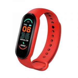 Montre Connectée M6 Pour Hommes Et Femmes, Bracelet De Sport Multifonction Étanche, Moniteur De Fréquence Cardiaque Et De Pression Artérielle.Red. - Neuf