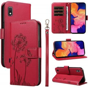 ELVORIX-Coque pour Samsung Galaxy A10, Housse en Cuir PU Premium Etui &agrave; Rabat Pochette de Portefeuille avec Porte Carte &Eacute;tui de Protection pour Galaxy A10, Rouge - Neuf