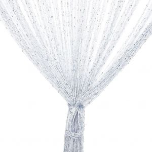 Eryi-Rideau De Porte, Argent Décorative Rideau À Cordes 100 X 200 Cm Panneau Mural Fenêtre Porte Salle De Frange, Ideau De Porte À Fils, Moustiquaire, Divise-Pièce, Mariage De Noël Chambre(Blanc) - Neuf