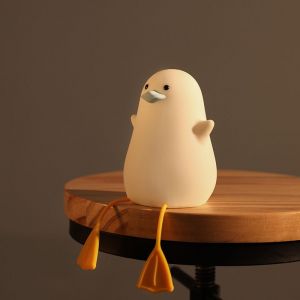 Veilleuse Led Grise Pour Enfants, Veilleuse En Silicone À Intensité Variable, Motif Mouette Mignonne, Rechargeable, Animal Kawaii, Avec Capteur Tactile Et Minuterie, Pour Chambre À Coucher - Neuf