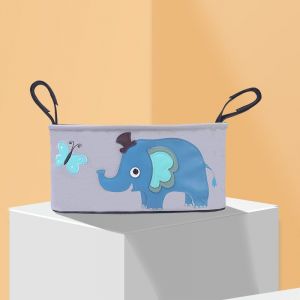 1 Pièce (Type Ouvert - Éléphant Bleu, Environ 32 X 14 X 17 Cm) Sac Multifonctionnel Pour Biberon, Tasse D'eau, Sac Momie, Sac De Rangement Suspendu Pour Poussette, Sac Organisateur De Poussette - Neuf