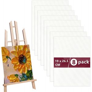 Lot De 8 Toiles &Agrave; Peindre En 100% Coton, Toile A Peindre Pr&eacute;-&Eacute;tir&eacute;e 20x25cm, Panneau Toile Peinture, Canvas Toile Peinture, Toiles &Agrave; Peindre Adapt&eacute;es Pour Acryliques, Peinture &Agrave; L'huile, Gouache - Neuf
