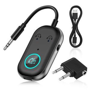 &Eacute;metteur R&eacute;cepteur Bluetooth 5.3, Adaptateur Bluetooth 2 En 1 D'Avion Compatible Avec 2 Airpods Et &Eacute;couteurs Sans Fil Pour Tv,&Eacute;metteur Audio Jack 3,5 Mm Pour Tv,Pour T-V/Avion/Casque/Airpods/Voitur - Neuf