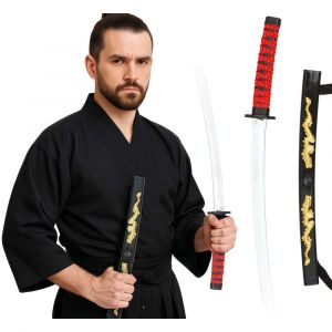 Katana Samoura&iuml; Fourreau Pvc Dragon Or 60cm Noir - Neuf
