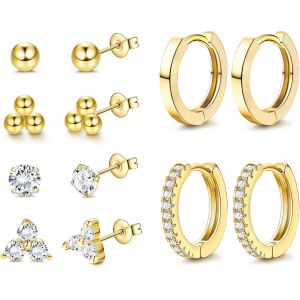 Kal-5-8 Paires Boucle D'oreille Femme Or Argent Boucle D'oreille Zircone Cubique Petites Boucles D'oreilles Creoles 18k Or Hypoallergénique Cartilage Hoop Conch Helix Piercing Pour Fille Homme - Neuf