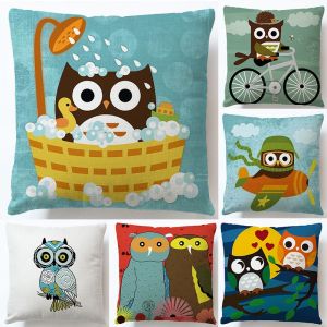 Lot De 6 Taies D'oreiller À Motif Hibou, Douces Et Zippées, Pour Canapé, Chaise, Bureau, Maison, Voiture, Machine À Café, Décoration, Cadeau, 45 X 45 Cm - Neuf