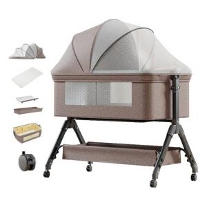 Lit Bébé Magic Zc Lit Bebe Lit Cododo Evolutive 0-2ans Hauteur Réglable Table À Langer Panier De Rangement Avec Matelas Jusqu'à 20kg - Neuf