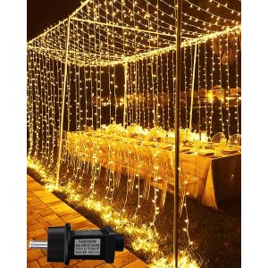Guirlandes Lumineuses Rideau 600 Led Rideau Lumineux Avec Transformateur, Timer, 8 Modes Mariage Ip65 &Eacute;tanche Lumiere Noel Pour Interieur Exterieure Decoration - Neuf