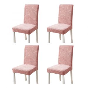 Lot de 4 housses de chaise extensibles et lavables en jacquard rose, id&eacute;ales pour les repas, les mariages et les f&ecirc;tes. - Neuf