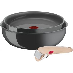 Subzonal-Ingenio Vivissima, Set Po&ecirc;le 24 Cm Et Wok 26 Cm En C&eacute;ramique Antiadh&eacute;sive Avec Poign&eacute;e Amovible Beige, 100% Aluminium Recycl&eacute; Et Technologie Thermo-Signal, Pour Toutes Les Sources De - Neuf