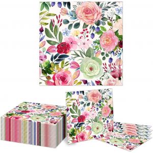 Eryi-40 Pièces De Serviettes En Papier À Motifs Floraux À L'aquarelle, Serviettes Roses Pour Déjeuner, Articles De Fête Floraux Décoration Anniversaire, Dîner En Papier - Neuf