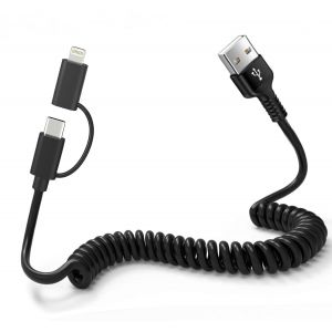 lbgwp60-Cable Carplay Pour Apple Carplay Et Android Auto - Cable Usb A Vers Usb C Et Lightning 2 En 1 Pour Iphone 16/15/14/Galaxy/Android, [Mfi & 3A Charge Rapide & Transmission De Donn&eacute;es] Cable Pou - Neuf