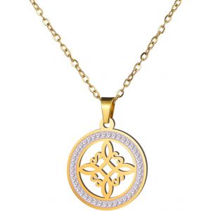 Kal-Collier En Acier Inoxydable Avec N?ud De Sorcière Celtique Pour Homme Et Femme - Pendentif En Forme De N?ud De Sorcière Géométrique - Amulette Magique Wiccan Païenne - Cadeau D'anniversaire - Neuf