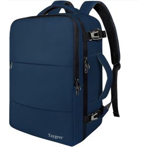 KALANKA-Sac &agrave; Dos Voyage Cabine, Valise Cabine 55x40x20, Travel Backpack avec Ordinateur 18 Pouces & Port USB Charger, Bagage &agrave; Main pour Lufthansa/Air France L&eacute;ger Homme, Femme Voyage, Bleu Fonc&eacute; - Neuf