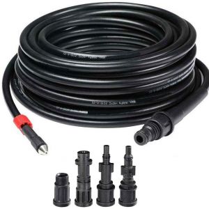 SUBZONAL-Bakaji - Sonde de d&eacute;bouchage pour Tuyau Haute Pression 15 m, syst&egrave;me Anti-Pliage, connecteur int&eacute;rieur en cuivre rev&ecirc;tement en PVC, r&eacute;sistance maximale 160 Bars avec 4 adaptateurs - Neuf