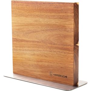 Oayew-Bloc &Agrave; Couteaux Magn&eacute;tique En Bois D'acacia - Porte-Couteaux Double Face Sans Couteau Avec Aimant En Bois Planche &Agrave; Couteaux Des Deux C&ocirc;t&eacute;s (Plancher M&eacute;tallique) - Neuf