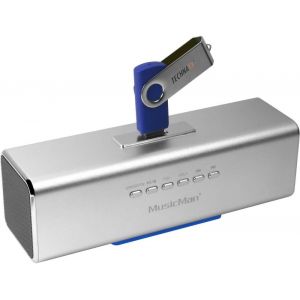 Enceinte portable MA Soundstation - Son st&eacute;r&eacute;o - Radio FM, lecteur MP3, USB, AUX / Line-In, prise en charge de la carte MicroSD - Temps de lecture 6 heures - Id&eacute;al pour voyager (Argent) - Neuf