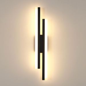 Applique Murale Interieur,18w Moderne Lampe Murale Led Noir,Design Lignes Lumi&egrave;re Mural En Acrylique Pour Chambre Salon Couloir Escalier,Blanc Chaud 3000k - Neuf
