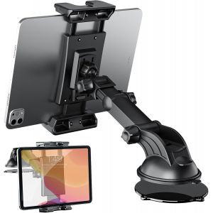 Support Tablette Voiture, Support Ipad Voiture, Rotatif &agrave; 360&deg; Porte Tablette Voiture, pour Le Pare-Brise et Le Tableau de Bord, pour Tous Les iPad et Tablettes Samsung Galaxy de 5""-13 - Neuf