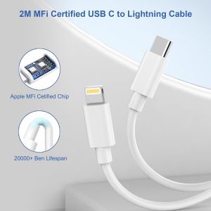 Chargeur Rapide Iphone,25w Chargeur Usb C Rapide Avec C&acirc;ble Iphone 2m Pour Apple Iphone 14 Pro Max/14 Pro/14 Plus/13/12/11/8,Prise Chargeur Iphone Rapide Prise Usb C Adaptateur Secteur Alimentation - Neuf