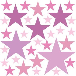 ERYI-Set De 32 Stickers Muraux Enfants Étoiles - Autocollants Décoration Murale Chambre Bébé - Facile À Poser Rose Pastel - Neuf
